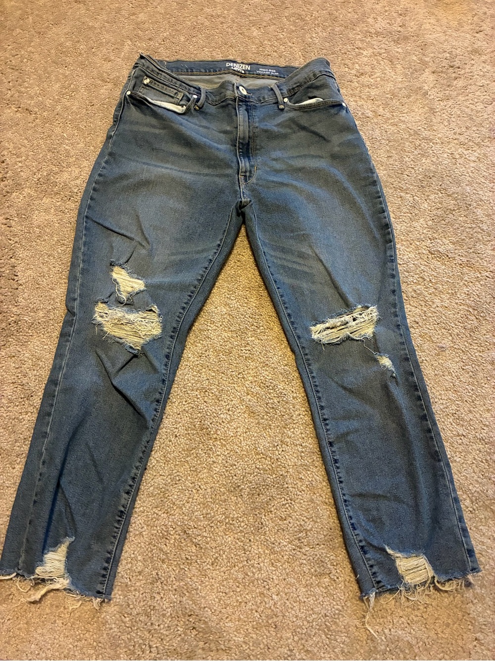 Levi's Women's Dark Blue Distressed Ankle Jeans
